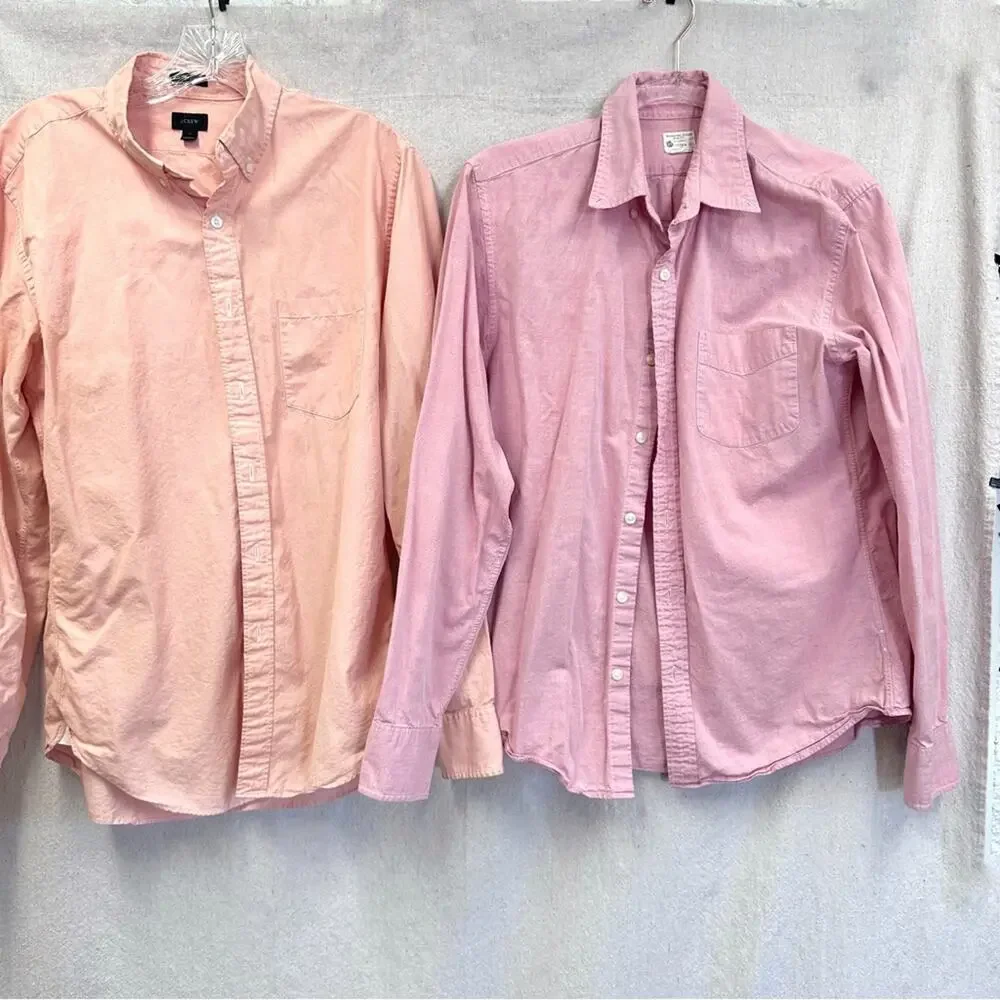 J. Crew lot of 3 men's button down long sleeve red/orange shirts size‎ Medium
